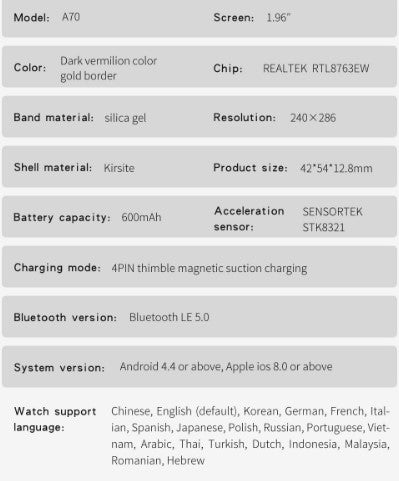 A70 Smart Watch for Men/Women - Black_8