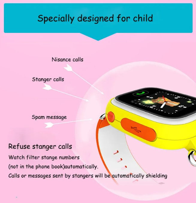 Q90 Smart Watch for Kids with SOS Alarm - Orange_3