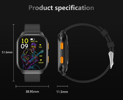 FW16E Smart Watch AMOLED Multi-function mode - Orange Rubber Strap_7