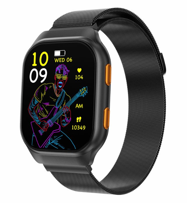 FW16E Smart Watch AMOLED Multi-function mode - Black Mesh Steel Strap_0