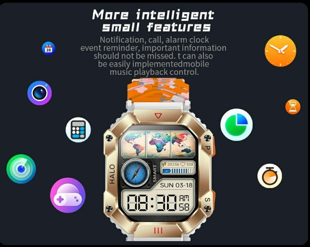 KR80 Bluetooth HD Heal Monitoring Smart Watch - White/Orange_4