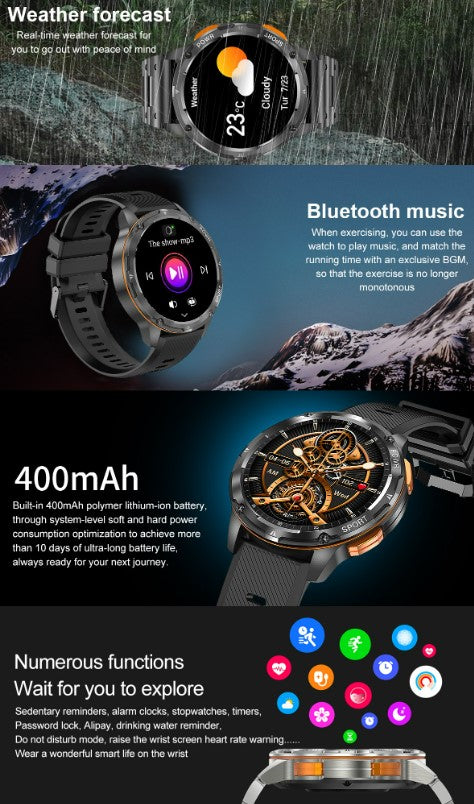 AK59 Smart Watch HD AMLOED Screen w/ health monitoring - Vinyl Strap_7
