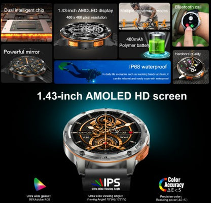 AK59 Smart Watch HD AMLOED Screen w/ health monitoring - Vinyl Strap_1