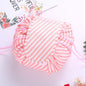 Drawstring Cosmetic Bag Travel Organizer - Pink Stripe_0