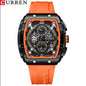 CURREN 8442 Men's Waterproof Six Needle Quartz  Multifunctional Watch Men's Watch - Orange_0