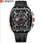CURREN 8442 Men's Waterproof Six Needle Quartz  Multifunctional Watch Men's Watch - Black_0